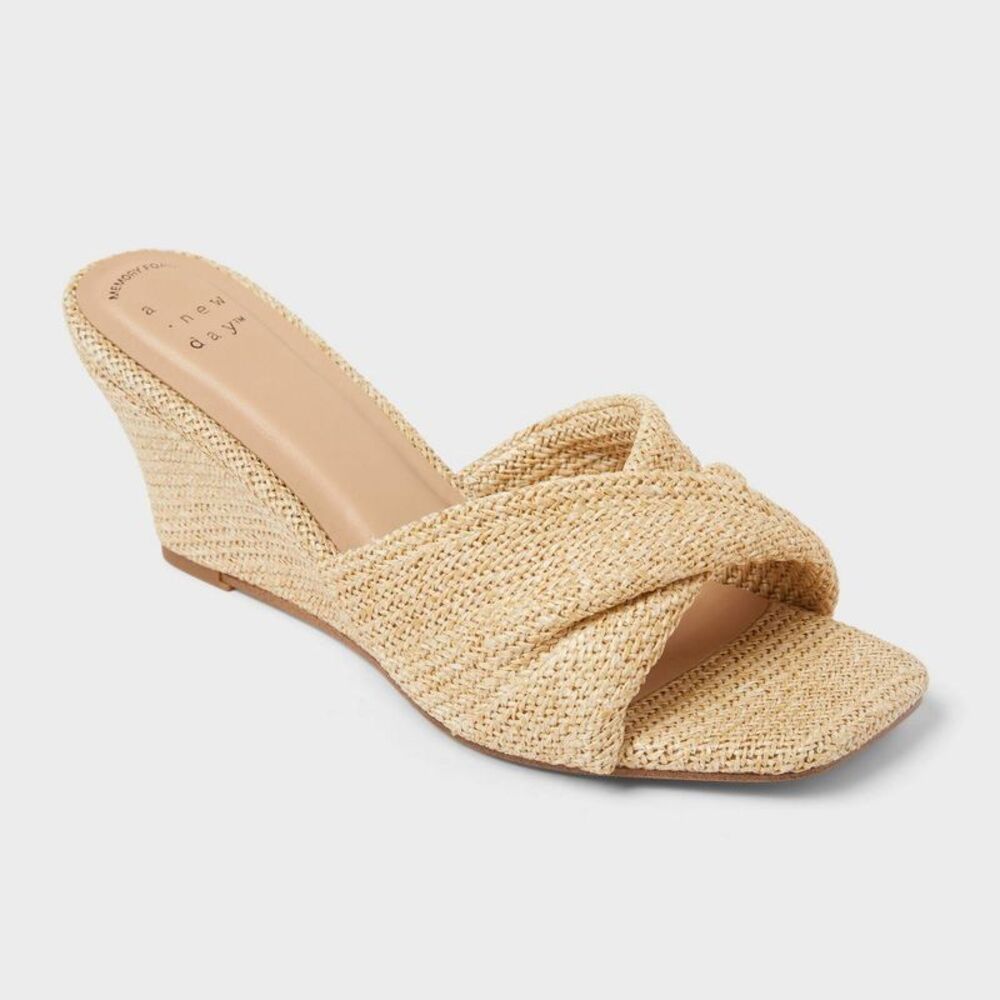 Open Box - A New Day - Women’s Amal Wedge Heels with Memory Foam Insole - Beige - Picture 1 of 3